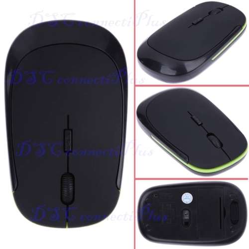 Mini 2.4GHz 1600DPI Wireless Ultra-Slim USB Optical Mouse For Macbook PC Laptop Desktop (Black)..!