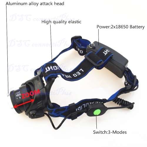 3500 Lumens Zoomable T6 LED Headlamp Headlight Flashlight Torch + 2x 18650 battery + Chargers !!!