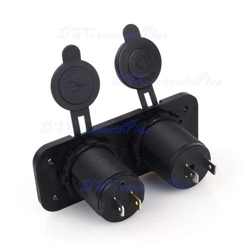 12V Dual USB Car Cigarette Lighter Socket Charger Power Adapter Outlet Accessory (Black)..!