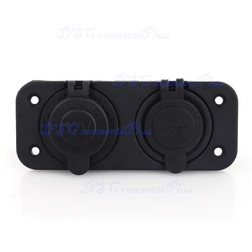 12V Dual USB Car Cigarette Lighter Socket Charger Power Adapter Outlet Accessory (Black)..!