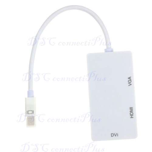3-in-1 Thunderbolt Mini DisplayPort DP To HDMI DVI VGA Adapter For MacBook Pro Air (White)..!