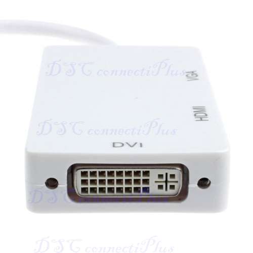 3-in-1 Thunderbolt Mini DisplayPort DP To HDMI DVI VGA Adapter For MacBook Pro Air (White)..!