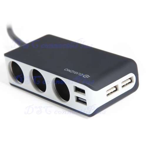 EUGIZMO High Quality 4 USB Port Quick Charge 2.0 Car Cigarette Lighter Socket 3 Way Splitter Charger