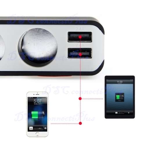 EUGIZMO High Quality 4 USB Port Quick Charge 2.0 Car Cigarette Lighter Socket 3 Way Splitter Charger