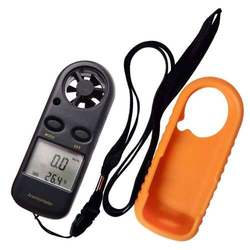 Digital LCD Wind Speed Gauge Sport Mini Anemometer Thermometer Pocket Handheld Meter (Black/Yelow)!!
