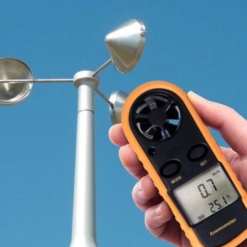 Digital LCD Wind Speed Gauge Sport Mini Anemometer Thermometer Pocket Handheld Meter (Black/Yelow)!!