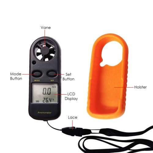 Digital LCD Wind Speed Gauge Sport Mini Anemometer Thermometer Pocket Handheld Meter (Black/Yelow)!!