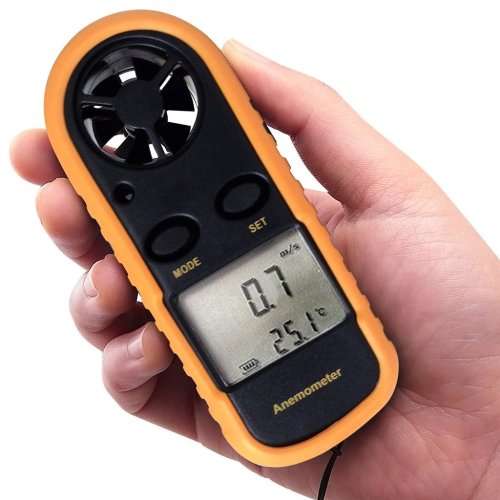 Digital LCD Wind Speed Gauge Sport Mini Anemometer Thermometer Pocket Handheld Meter (Black/Yelow)!!