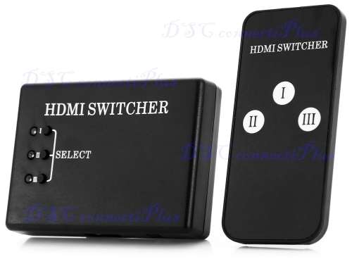 3-Port HDMI Switcher with 3 Input 1 Output Remote Controller & Free Battery (Black)..!