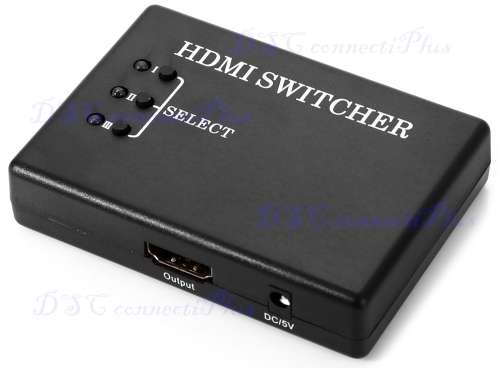 3-Port HDMI Switcher with 3 Input 1 Output Remote Controller & Free Battery (Black)..!