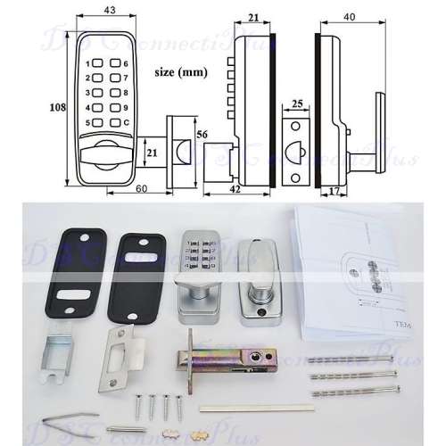Mechanical Password Pin Code Push Button Keyless Door Lock (Silver)..!