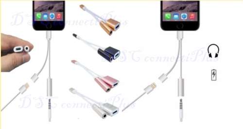 2-in-1 3.5mm AUX Audio Headphone Jack Adapter Charger Cable For iPhones (Black)..!