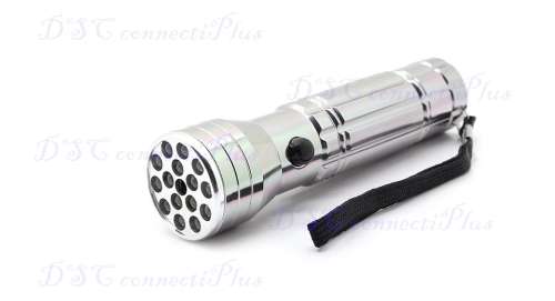 Multifunctional 15-LED 3-Mode 50-Lumens Flashlight with Blue UV Light and Red Laser (Silver)..!