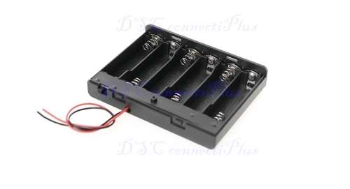 6x AA Battery Holder Case with Lead Wires (Black)..!