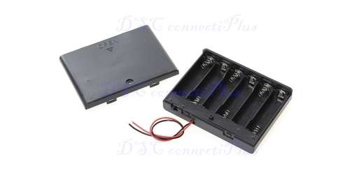 6x AA Battery Holder Case with Lead Wires (Black)..!