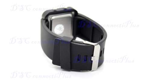 Stylish Rubber Band Mirror Dial Red LED Light Wrist Watch (Black)..!