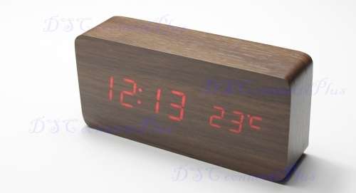 4.5` LCD Voice Control Electronic Desktop Wooden Clock w/ Thermometer (Brown)..!