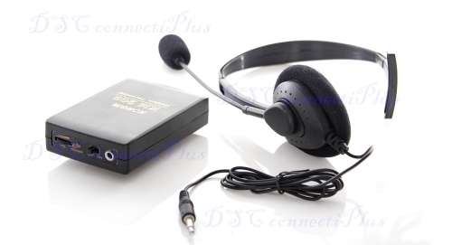 Wireless FM Transmitter + Receiver Set w/ Mini Clip Microphone + Headphone (Black)..!
