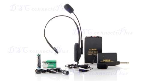 Wireless FM Transmitter + Receiver Set w/ Mini Clip Microphone + Headphone (Black)..!