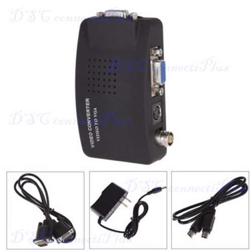 AV Video/BNC/S-Video to VGA Converter Adapter Digital Box for Camera/PC/DVR/VCD/DVD (Black)..!