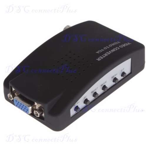 AV Video/BNC/S-Video to VGA Converter Adapter Digital Box for Camera/PC/DVR/VCD/DVD (Black)..!