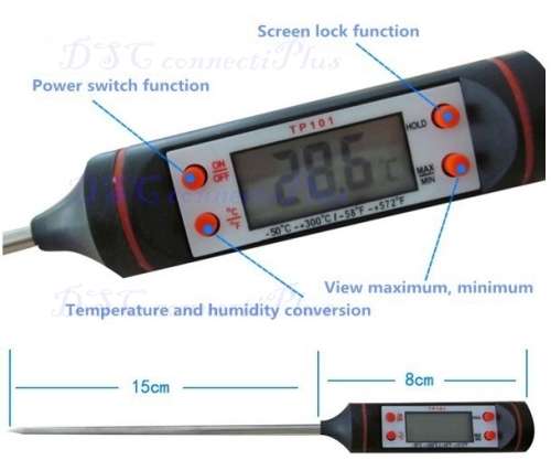 Baby Care Cooking Food Meat Probe Digital Kitchen Gas Oven BBQ Thermometer with Battery (Black)..!
