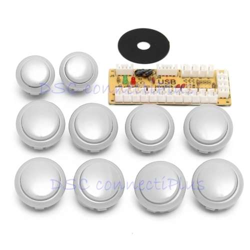 Push Buttons 5 Pin Joystick DIY Handle Arcade Set Replacement Parts USB Cable Encoder Board To PC !!