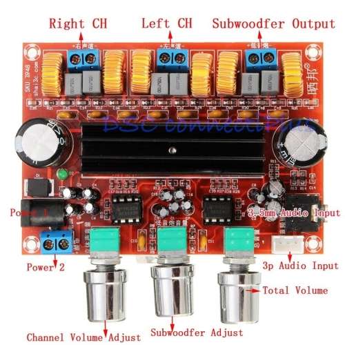 TPA3116D2 50Wx2 + 100W 2.1 Channel Digital Subwoofer Amplifier Board 12V-24V (Red)..!