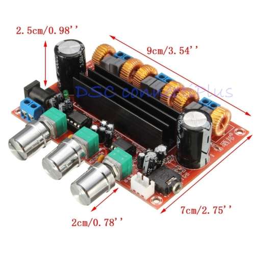 TPA3116D2 50Wx2 + 100W 2.1 Channel Digital Subwoofer Amplifier Board 12V-24V (Red)..!