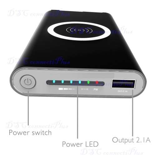 Portable Power Bank 10000mAh + Qi Wireless Charging Transmitter 2-in-1 Charger Device (Black)..!