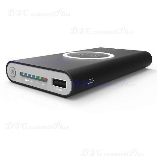 Portable Power Bank 10000mAh + Qi Wireless Charging Transmitter 2-in-1 Charger Device (Black)..!