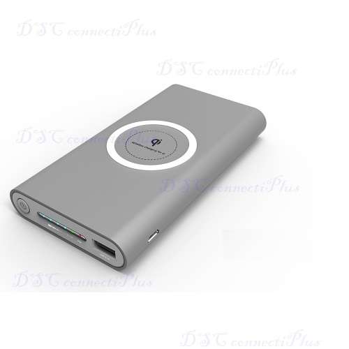 Portable Power Bank 10000mAh + Qi Wireless Charging Transmitter 2-in-1 Charger Device (Black)..!