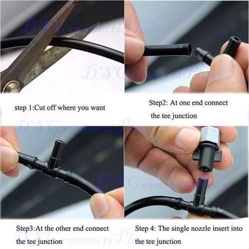 Sprinkler Irrigation T-Pipe Barb Hose Fitting Joiner Dripper System for 4/7mm Tube (Black, 5pcs)..!