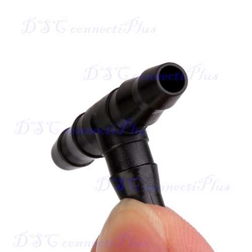 Sprinkler Irrigation T-Pipe Barb Hose Fitting Joiner Dripper System for 4/7mm Tube (Black, 5pcs)..!