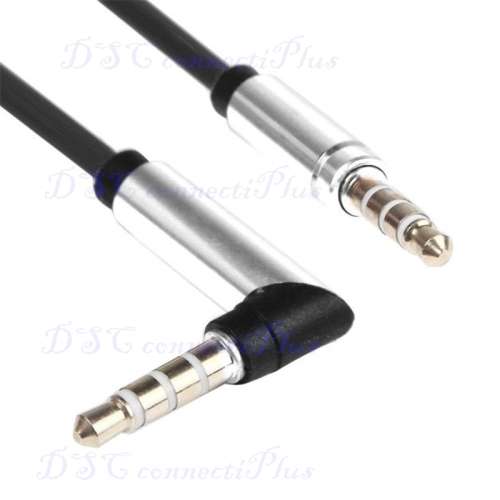3.5mm Jack Right-angled Elbow Male to Male Stereo Headphone Car Aux Audio Extension Cable (Black)..!