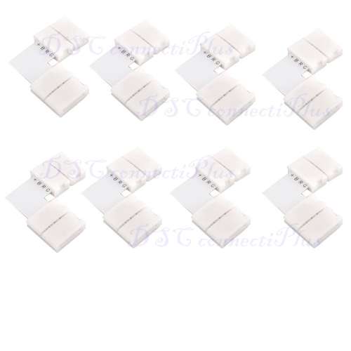 Clip-on L Shape 4Pin SMD 5050 LED RGB String Solderless Coupler Connector Convenient Adapter (White)