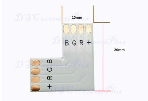 Clip-on L Shape 4Pin SMD 5050 LED RGB String Solderless Coupler Connector Convenient Adapter (White)