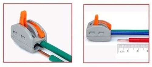 Spring Lever Push Fit Cable 2-wire Connector 32A 2-pin Conductor Terminal (Grey + Orange)..!