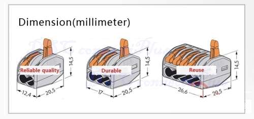 Spring Lever Push Fit Cable 2-wire Connector 32A 2-pin Conductor Terminal (Grey + Orange)..!