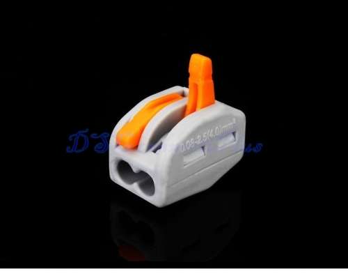 Spring Lever Push Fit Cable 2-wire Connector 32A 2-pin Conductor Terminal (Grey + Orange)..!