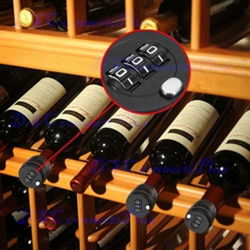 Plastic Password Combination Lock Wine Bottle Stopper Vacuum Plug Preservation Device (Black)..!