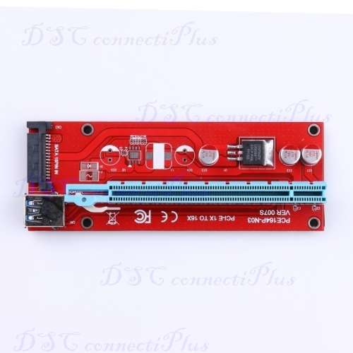 PCI Express w/ USB3.0 Port & SATA 15pin Power Supply Connector Riser Card 1x to 16x 30cm