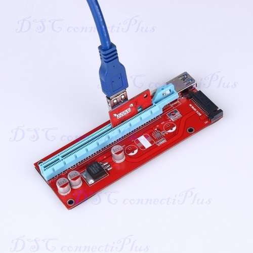 PCI Express w/ USB3.0 Port & SATA 15pin Power Supply Connector Riser Card 1x to 16x 30cm