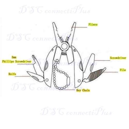 Portable Stainless Steel Multifunctional Folding Pliers Foldaway Knife Keychain Screwdriver Camping