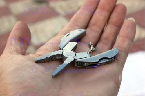 Portable Stainless Steel Multifunctional Folding Pliers Foldaway Knife Keychain Screwdriver Camping