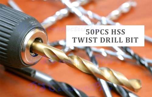 50Pcs HSS Titanium Coated Twist Drill Bits 1/1.5/2/2.5/3mm High Speed Steel Wood Drilling Metalwork