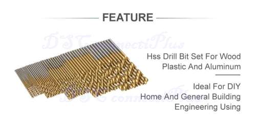 50Pcs HSS Titanium Coated Twist Drill Bits 1/1.5/2/2.5/3mm High Speed Steel Wood Drilling Metalwork