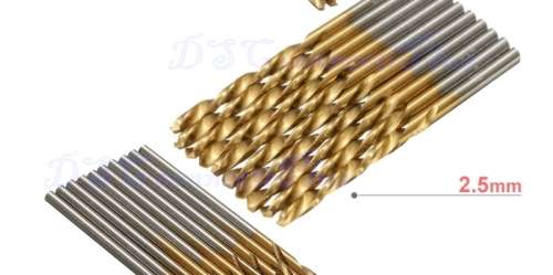 50Pcs HSS Titanium Coated Twist Drill Bits 1/1.5/2/2.5/3mm High Speed Steel Wood Drilling Metalwork