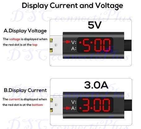 QC 3.0 Fast Charging Voltage and Current Display Nylon Braided Charge and Data Sync USB Type C Cable