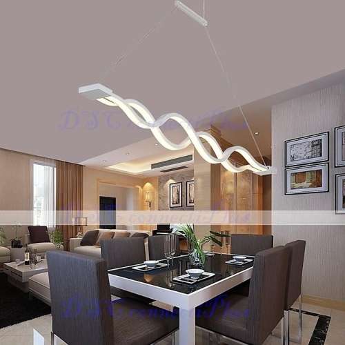 Modern Horizontal Style Remote-controlled LED Pendant Light For Living Space Bedroom Kitchen Dining